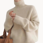 Turtleneck Jumper Cashmere Women's Cream Knit Oversized – Casual, Office · Werune