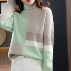 Turtleneck Jumper Colour Block Knit Women's – Casual, Office, Holiday, Gift · Werune