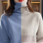 Turtleneck Jumper Colour Block Knit Women's – Casual, Office, Holiday, Gift · Werune