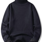 Turtleneck Jumper Fleece-Lined Knit Black Men's – Casual, Winter, Office, Gift · Werune