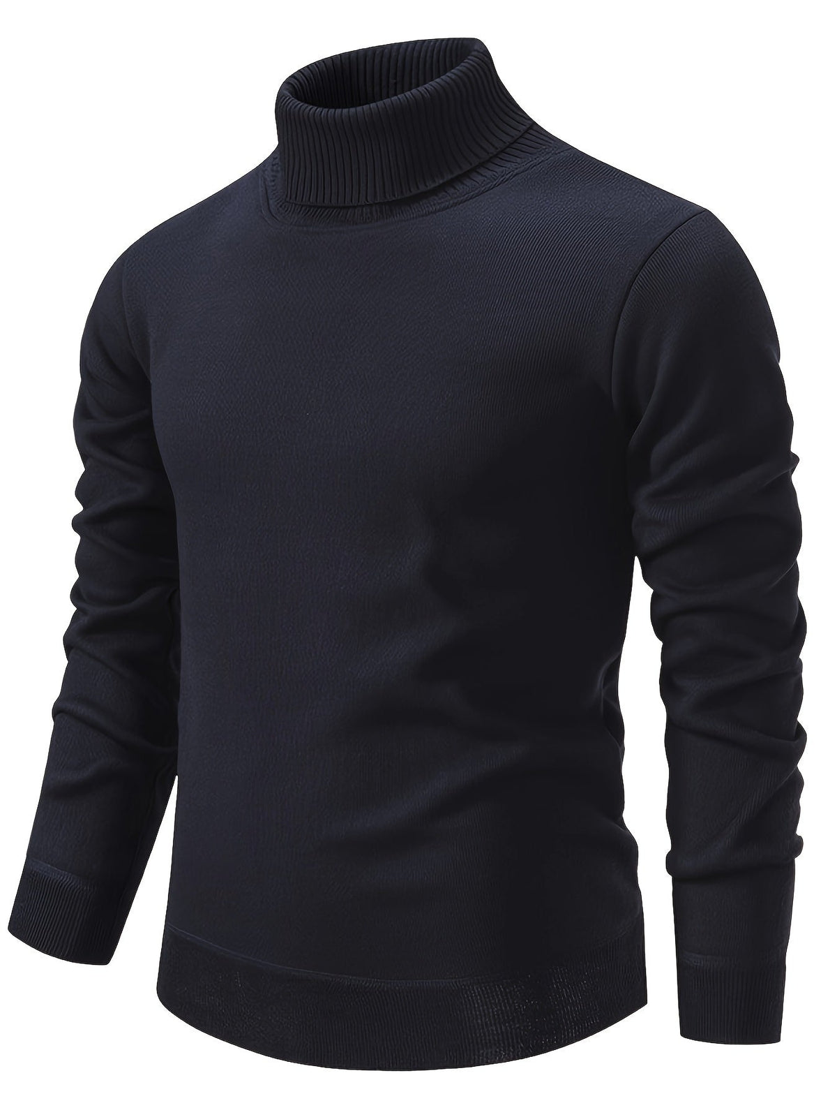 Turtleneck Jumper Fleece-Lined Knit Black Men's – Casual, Winter, Office, Gift · Werune
