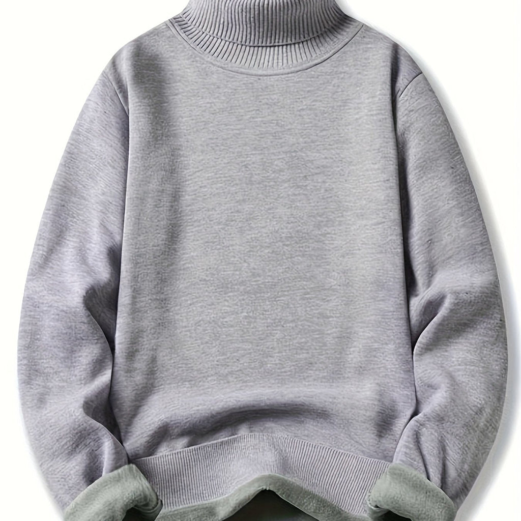 Turtleneck Jumper Fleece-Lined Knit Black Men's – Casual, Winter, Office, Gift · Werune