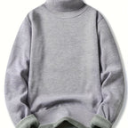 Turtleneck Jumper Fleece-Lined Knit Black Men's – Casual, Winter, Office, Gift · Werune