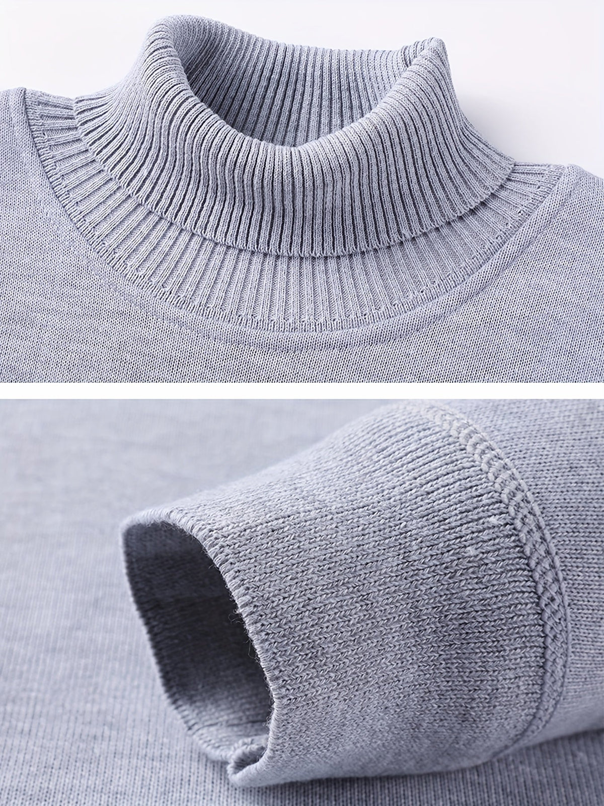 Turtleneck Jumper Fleece-Lined Knit Black Men's – Casual, Winter, Office, Gift · Werune