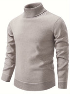 Turtleneck Jumper Fleece-Lined Knit Black Men's – Casual, Winter, Office, Gift · Werune