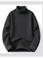 Turtleneck Jumper Fleece-Lined Knit Black Men's – Casual, Winter, Office, Gift · Werune
