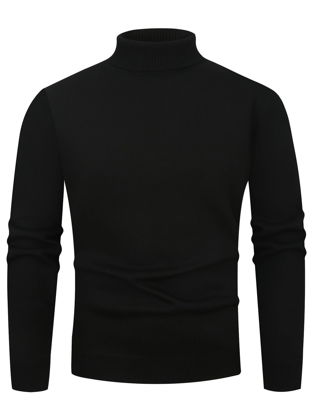 Turtleneck Jumper Fleece-Lined Knit Black Men's – Casual, Winter, Office, Gift · Werune
