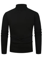 Turtleneck Jumper Fleece-Lined Knit Black Men's – Casual, Winter, Office, Gift · Werune