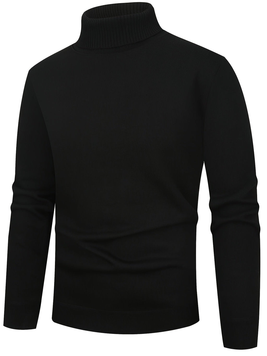 Turtleneck Jumper Fleece-Lined Knit Black Men's – Casual, Winter, Office, Gift · Werune