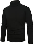 Turtleneck Jumper Fleece-Lined Knit Black Men's – Casual, Winter, Office, Gift · Werune