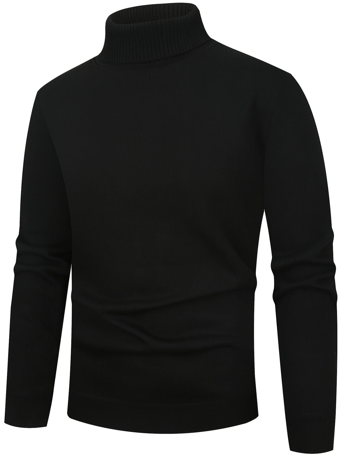 Turtleneck Jumper Fleece-Lined Knit Black Men's – Casual, Winter, Office, Gift · Werune