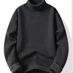 Turtleneck Jumper Fleece-Lined Knit Black Men's – Casual, Winter, Office, Gift · Werune