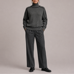 Turtleneck Jumper Knit Cream Contrast Trim Women's – Casual, Office, Holiday, Gift