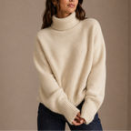 Turtleneck Jumper Knit Oversized Women's Grey – Casual, Office, Holiday, Gift · Werune