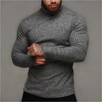 Turtleneck Jumper Ribbed Knit Men's Slim Fit Roll Neck Beige – Casual, Office, Holiday, Gift