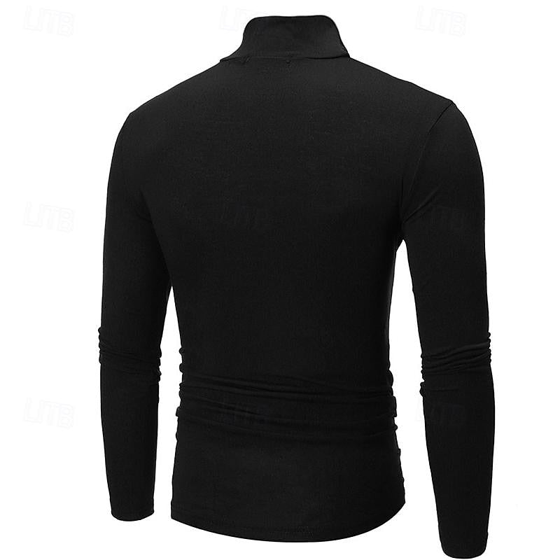 Turtleneck Jumper Slim Fit Black Long-Sleeve Men's – Casual, Office, Layering, Holiday Gift