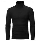 Turtleneck Jumper Slim Fit Black Long-Sleeve Men's – Casual, Office, Layering, Holiday Gift