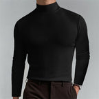 Turtleneck Mock-Neck Top Long Sleeve Men's Brown Slim Fit – Casual, Office, Layering, Gift