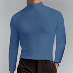 Turtleneck Mock-Neck Top Long Sleeve Men's Brown Slim Fit – Casual, Office, Layering, Gift