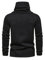 Turtleneck Sweater Grey Button-Up Men's Long Sleeve Knit – Casual, Office, Holiday