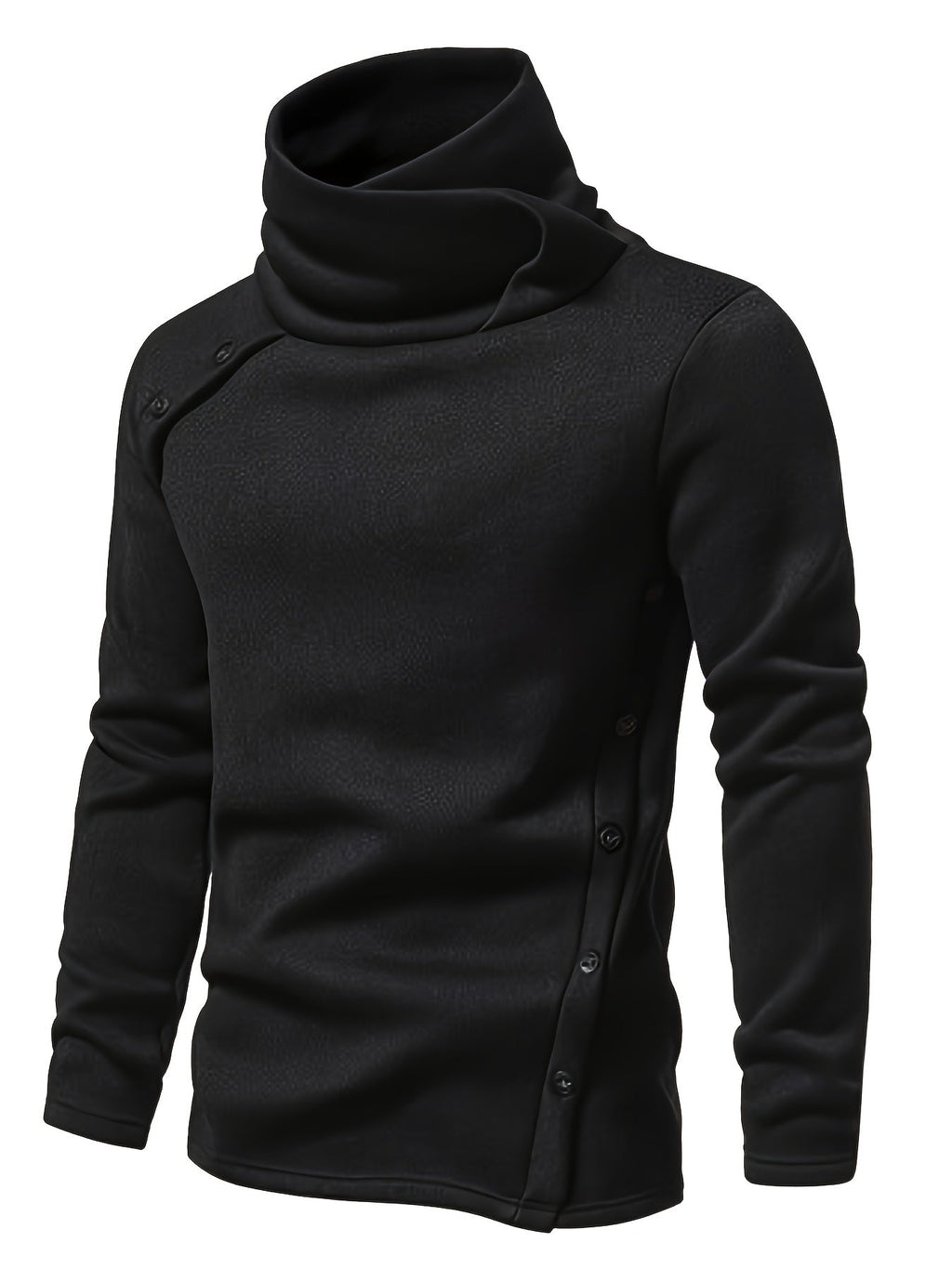 Turtleneck Sweater Grey Button-Up Men's Long Sleeve Knit – Casual, Office, Holiday