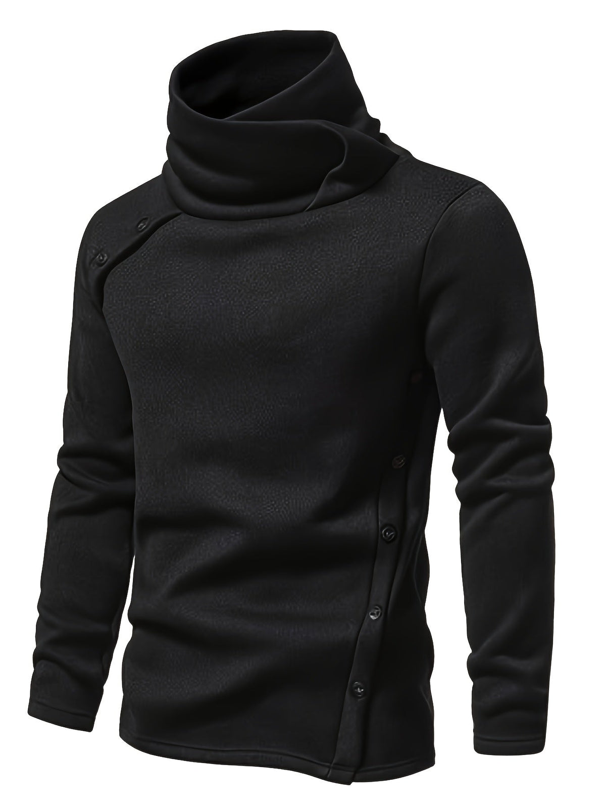 Turtleneck Sweater Grey Button-Up Men's Long Sleeve Knit – Casual, Office, Holiday