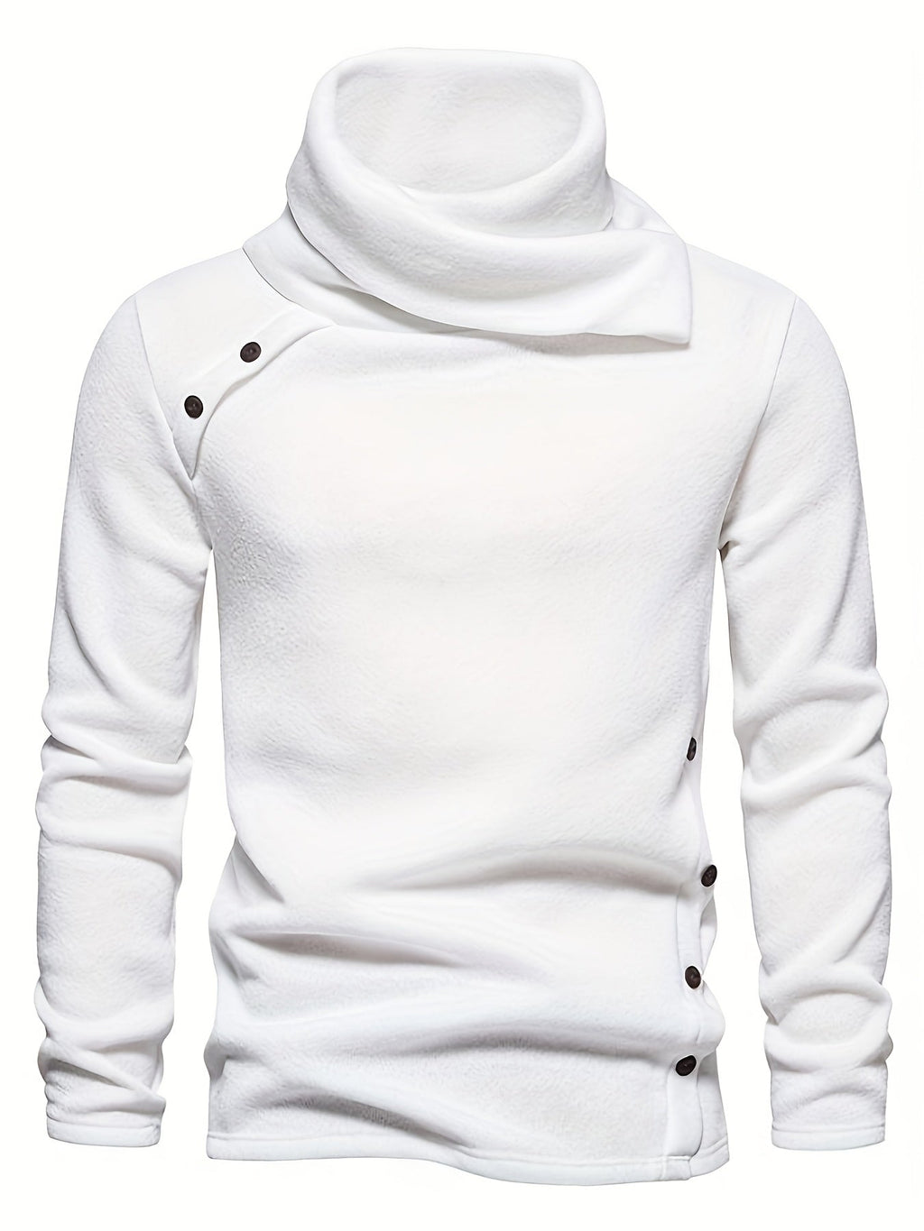 Turtleneck Sweater Grey Button-Up Men's Long Sleeve Knit – Casual, Office, Holiday
