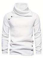 Turtleneck Sweater Grey Button-Up Men's Long Sleeve Knit – Casual, Office, Holiday