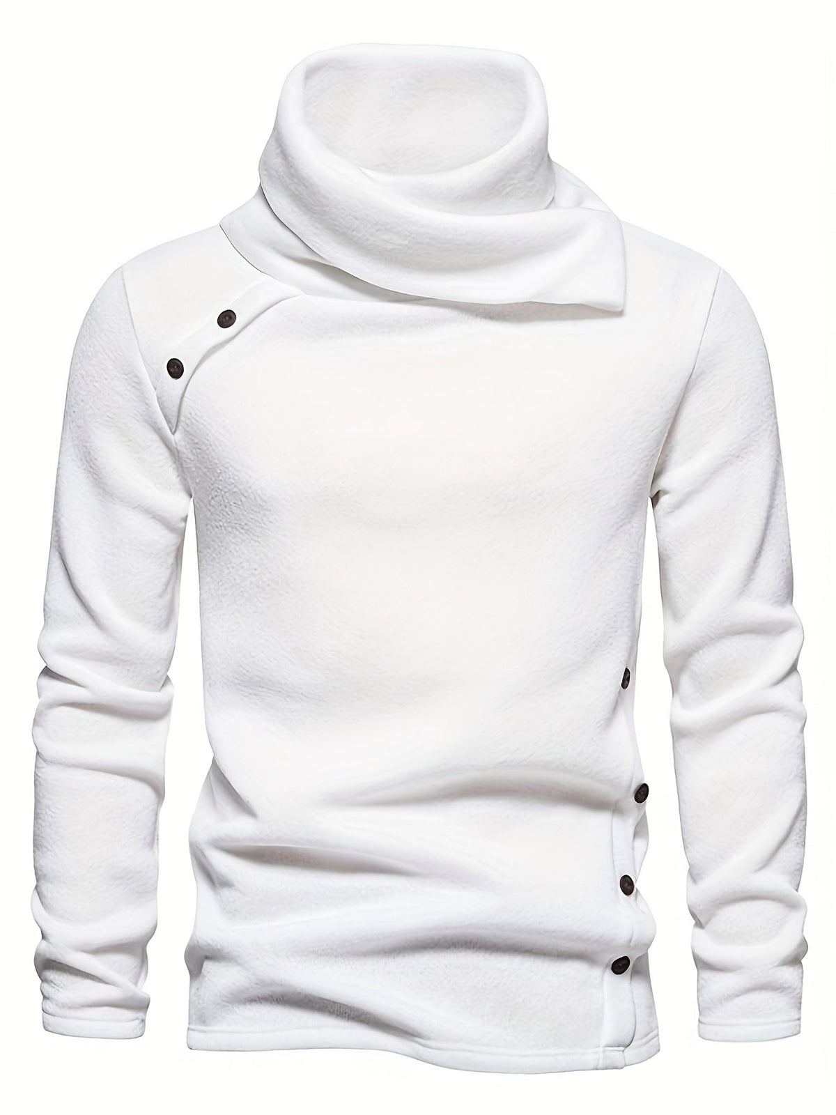 Turtleneck Sweater Grey Button-Up Men's Long Sleeve Knit – Casual, Office, Holiday
