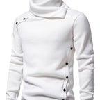 Turtleneck Sweater Grey Button-Up Men's Long Sleeve Knit – Casual, Office, Holiday