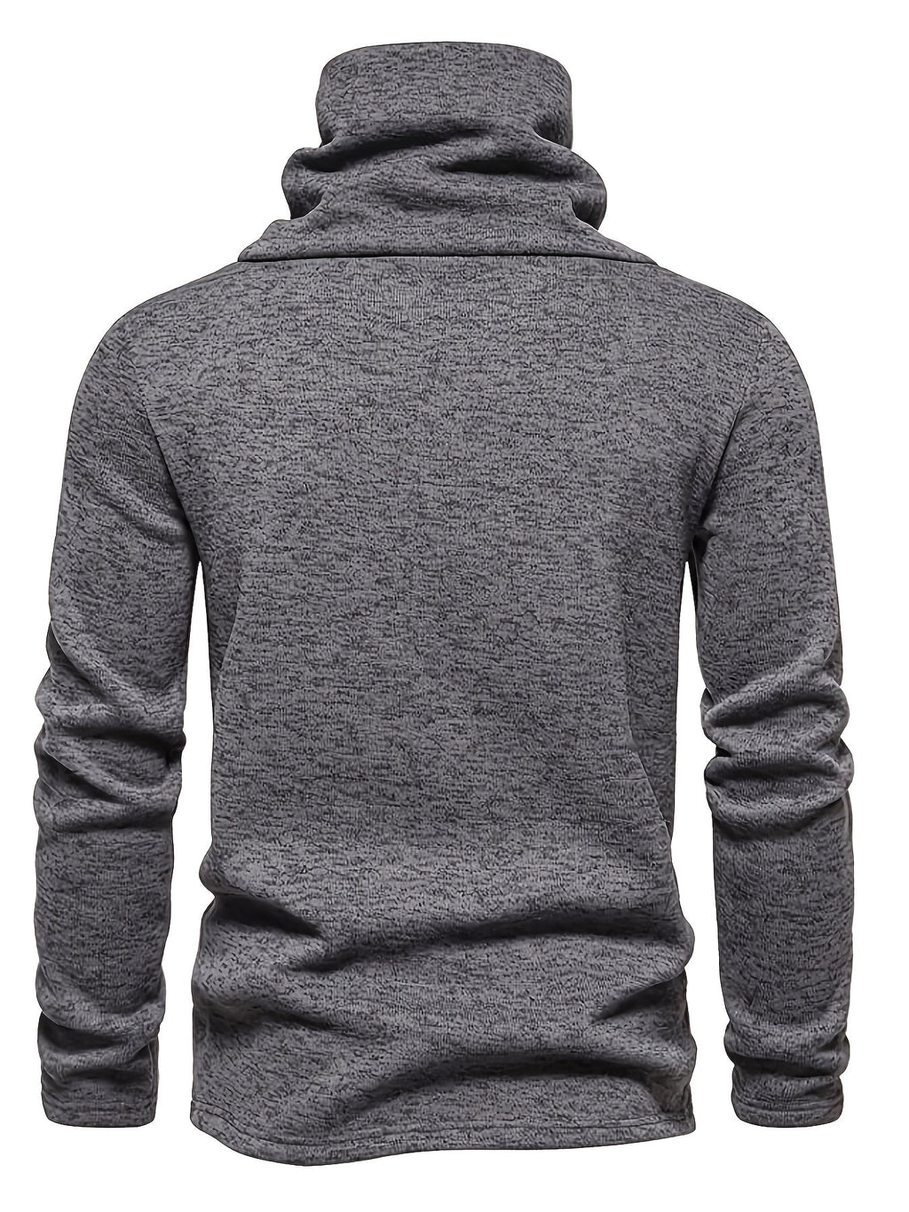 Turtleneck Sweater Grey Button-Up Men's Long Sleeve Knit – Casual, Office, Holiday
