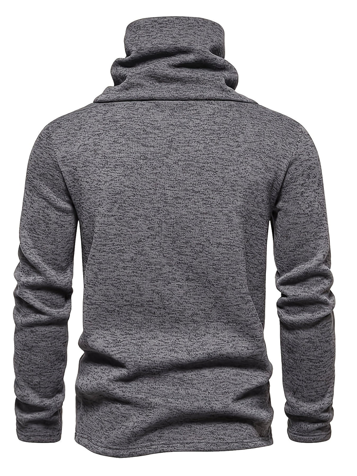 Turtleneck Sweater Grey Button-Up Men's Long Sleeve Knit – Casual, Office, Holiday
