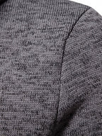 Turtleneck Sweater Grey Button-Up Men's Long Sleeve Knit – Casual, Office, Holiday
