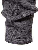 Turtleneck Sweater Grey Button-Up Men's Long Sleeve Knit – Casual, Office, Holiday