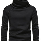 Turtleneck Sweater Grey Button-Up Men's Long Sleeve Knit – Casual, Office, Holiday