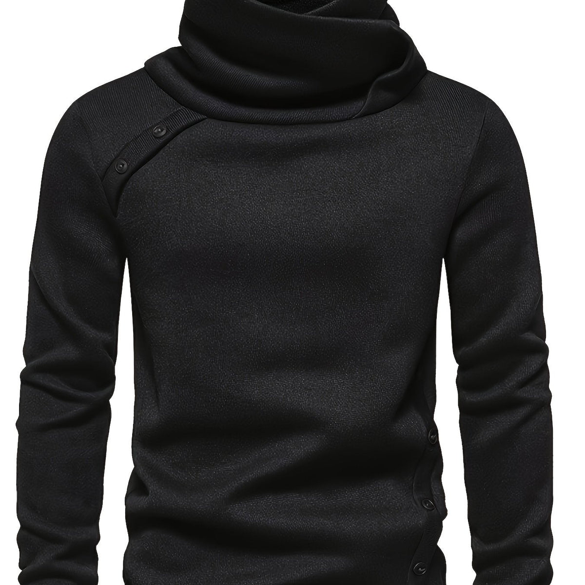 Turtleneck Sweater Grey Button-Up Men's Long Sleeve Knit – Casual, Office, Holiday