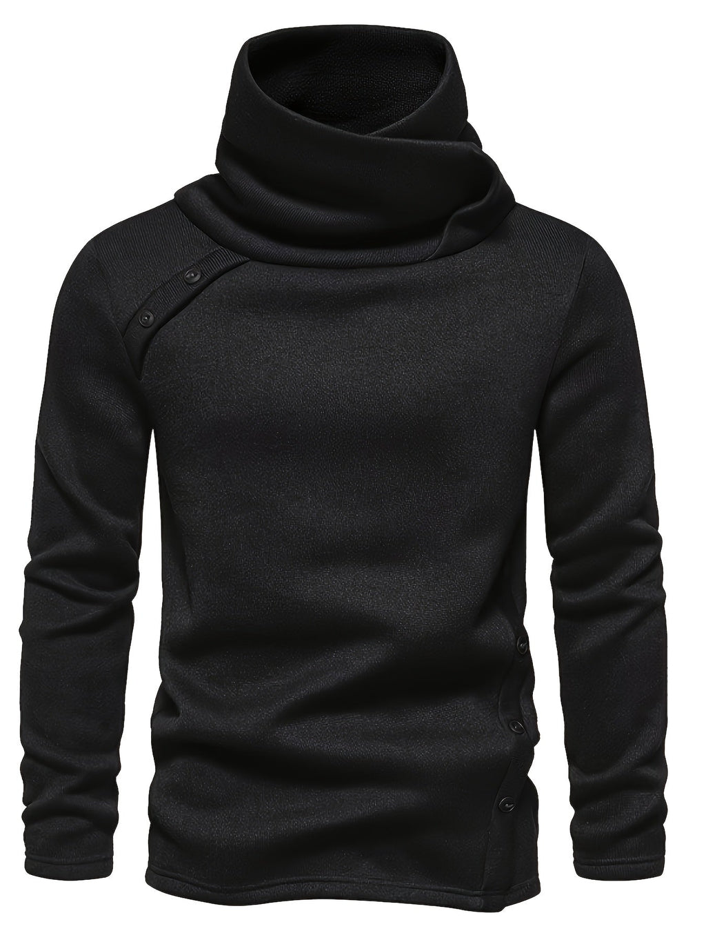 Turtleneck Sweater Grey Button-Up Men's Long Sleeve Knit – Casual, Office, Holiday