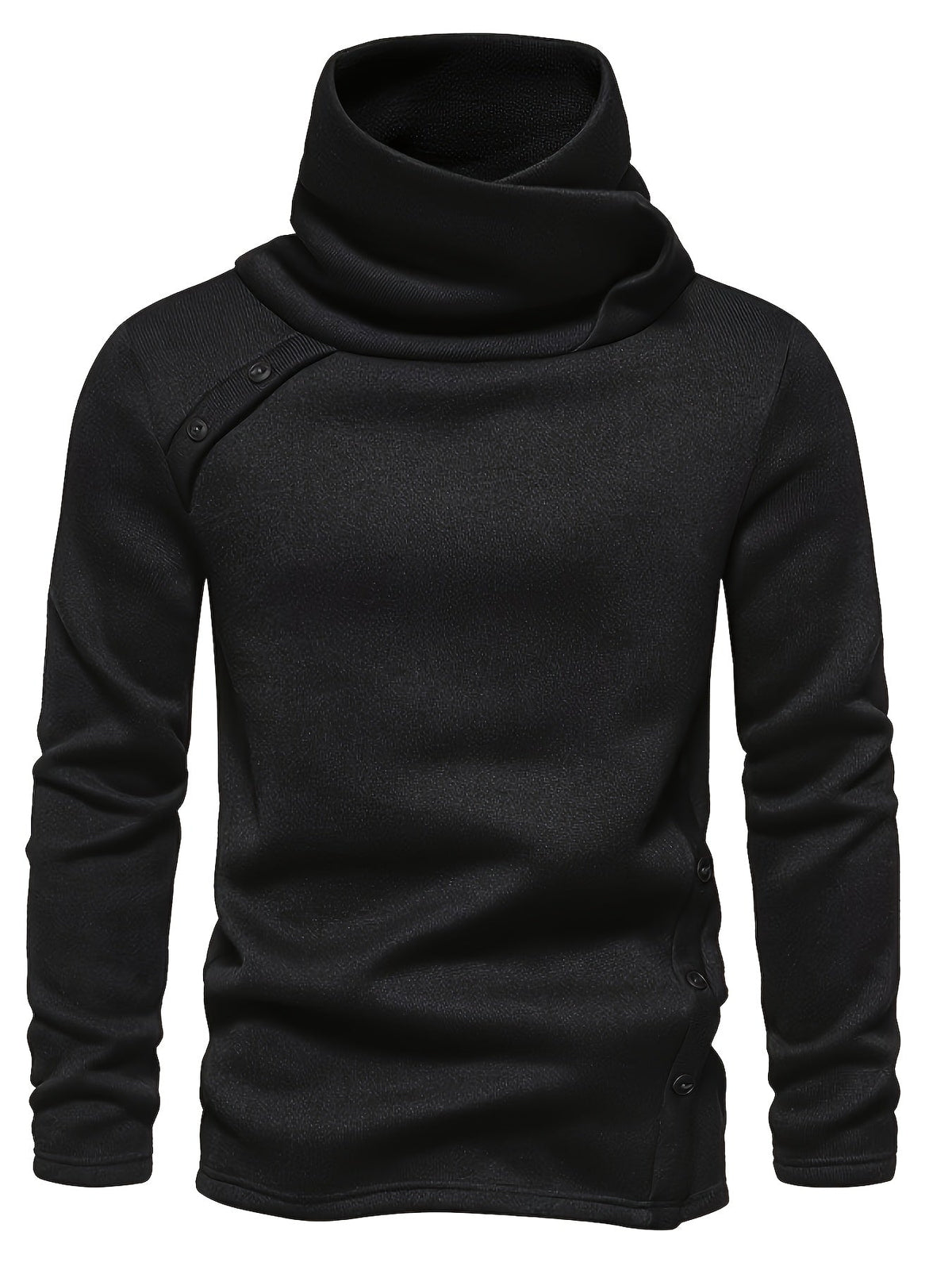 Turtleneck Sweater Grey Button-Up Men's Long Sleeve Knit – Casual, Office, Holiday