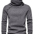 Turtleneck Sweater Grey Button-Up Men's Long Sleeve Knit – Casual, Office, Holiday
