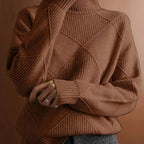 Turtleneck Sweater Knitted Argyle Texture Women's Green – Casual, Office, Holiday, Gift