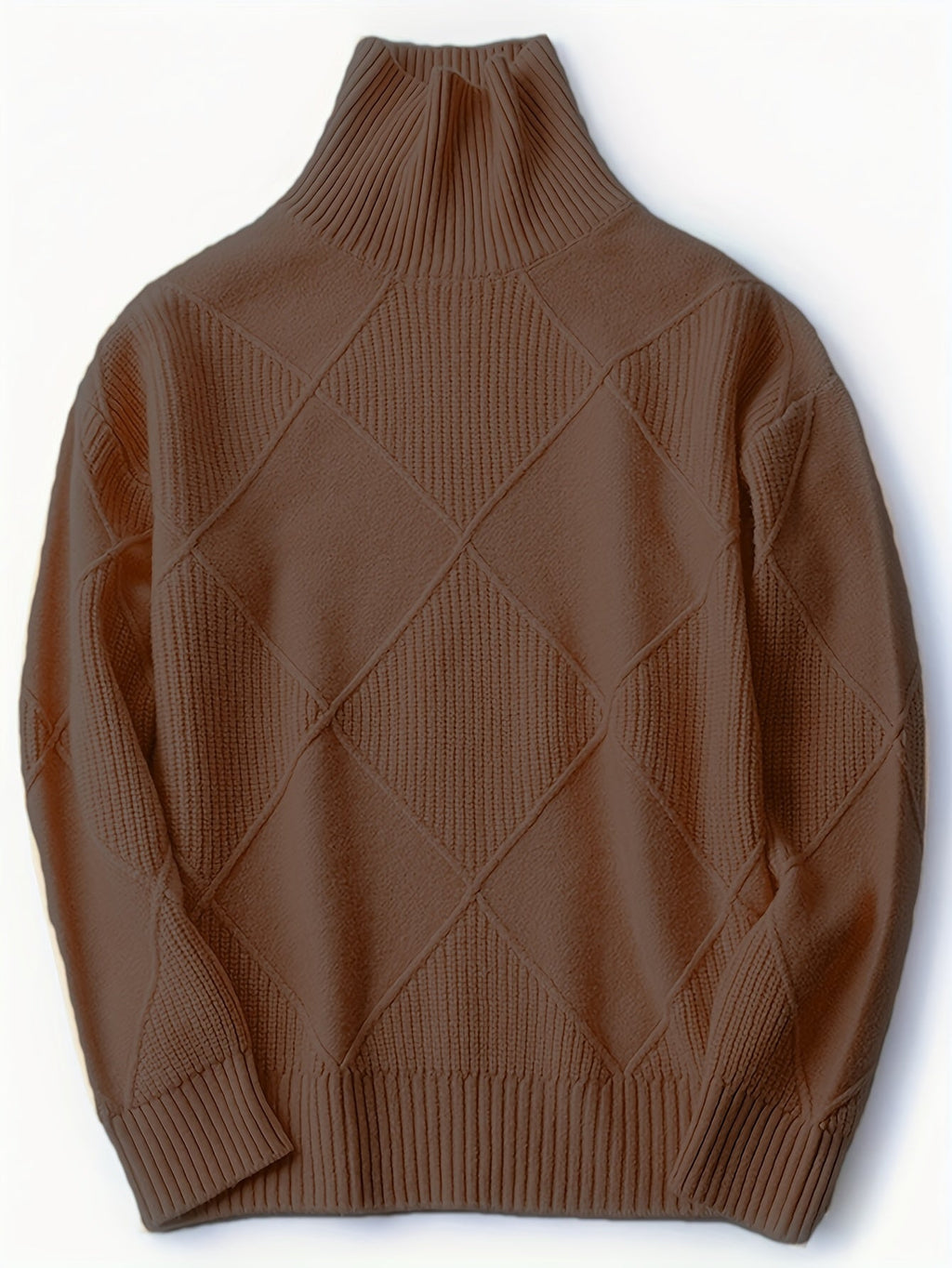 Turtleneck Sweater Knitted Argyle Texture Women's Green – Casual, Office, Holiday, Gift