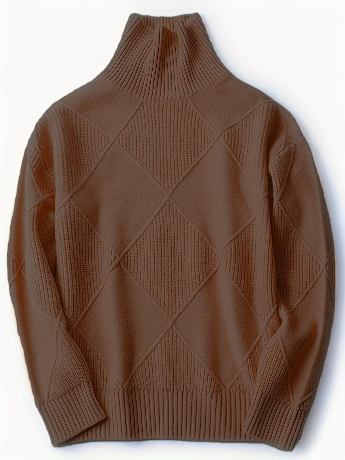 Turtleneck Sweater Knitted Argyle Texture Women's Green – Casual, Office, Holiday, Gift
