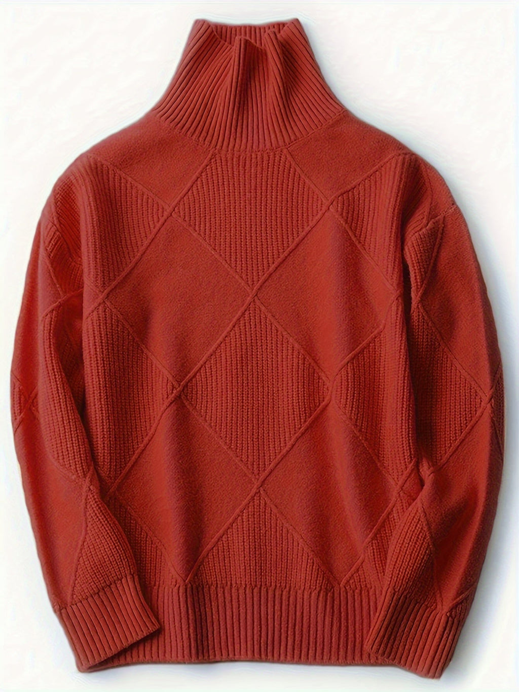 Turtleneck Sweater Knitted Argyle Texture Women's Green – Casual, Office, Holiday, Gift