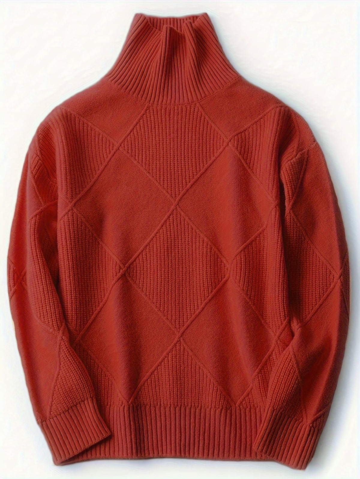 Turtleneck Sweater Knitted Argyle Texture Women's Green – Casual, Office, Holiday, Gift