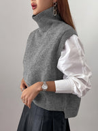 Turtleneck Sweater Vest Knitted Sleeveless Women's Burgundy Jumper – Casual, Office, Layering Gift