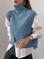 Turtleneck Sweater Vest Knitted Sleeveless Women's Burgundy Jumper – Casual, Office, Layering Gift