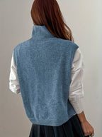 Turtleneck Sweater Vest Knitted Sleeveless Women's Burgundy Jumper – Casual, Office, Layering Gift