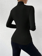 Turtleneck Top Draped Crossover Long Sleeve Women's Beige – Office, Casual, Holiday, Gift
