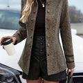 Tweed Blazer Jacket Button-Front Women's Stand Collar – Office, Casual, Autumn Layering, Gift