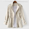 Utility Jacket Pink Cinched Waist Women's Zip Up Overcoat – Casual, Office, Everyday Layering